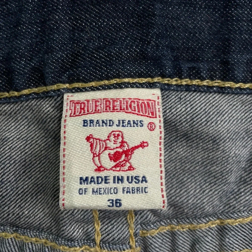 True Religion Slim Section Jeans Mens 36 Blue Dark Wash Straight Made‎ in USA